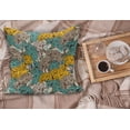 thumbnail image 2 of Floral Fluffy Throw Pillow Cushion Cover, Vintage Hand Drawn Flowers with Flourishing Carnations Environment, Decorative Square Accent Pillow Case, 40" x 40", Earth Yellow Turquoise, by Ambesonne, 2 of 5