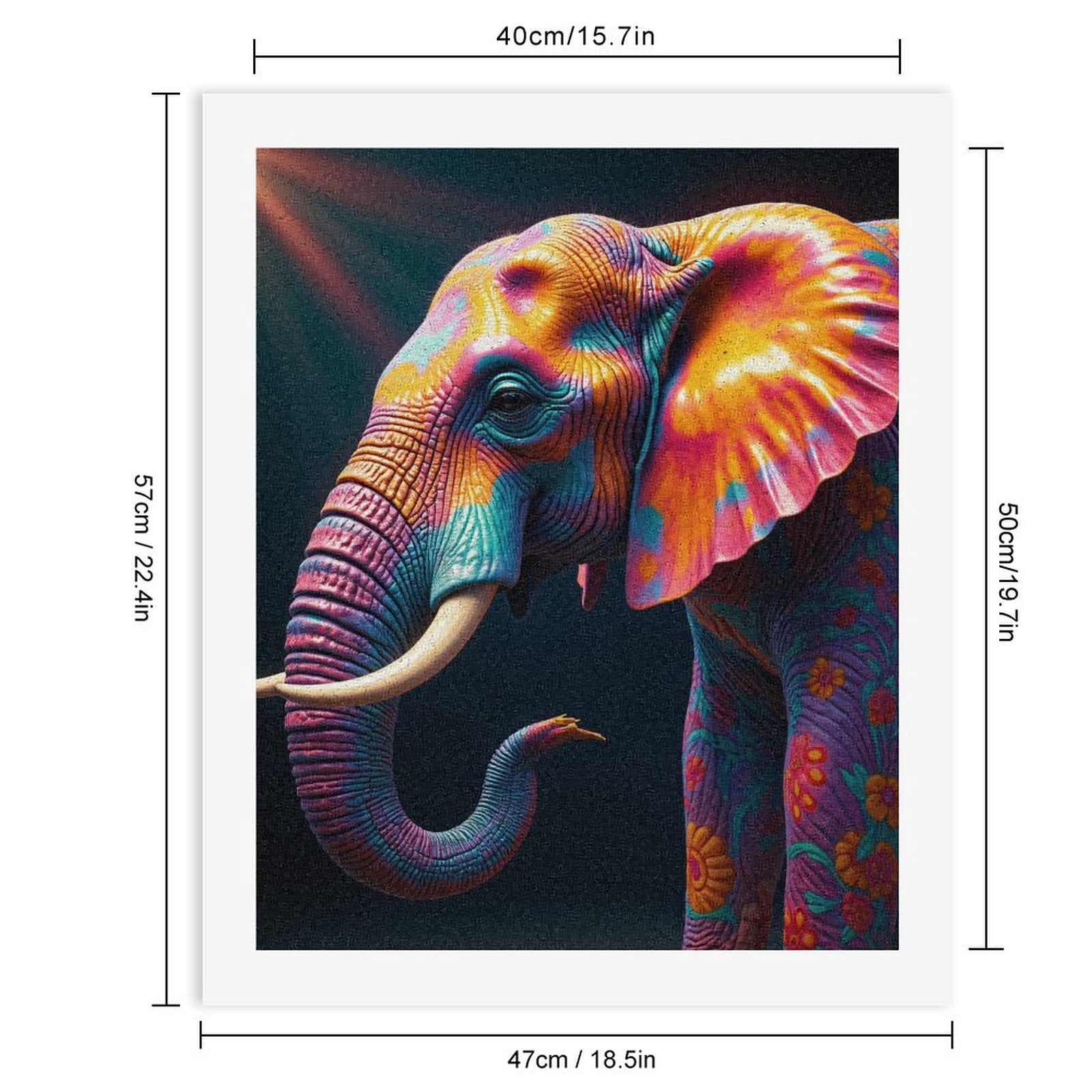 Paint By Numbers Kit for Adults Beginner - DIY Multicolor Elephant Art Design Canvas Painting Kits for Adults, Frameless Paint By Number for Adults for Home Wall Decor 16x20 Inch