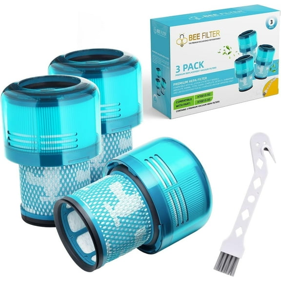 Bee Filter 3-Pack Purple Premium True HEPA Replacement Filters Compatible with Dyson V15 Detect, V15 Detect Absolute, V15 Submarine, V11 Animal Filter, V11 Filter, Part no 970013-02