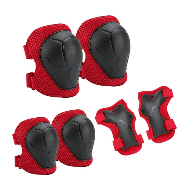 Eigraketly Equipo de seguridad deportivo confiable, rodilleras, coderas y muñequera, conjunto de rodilleras para niños, conjunto de coderas Ropa Deportiva, Zapatos Rojo