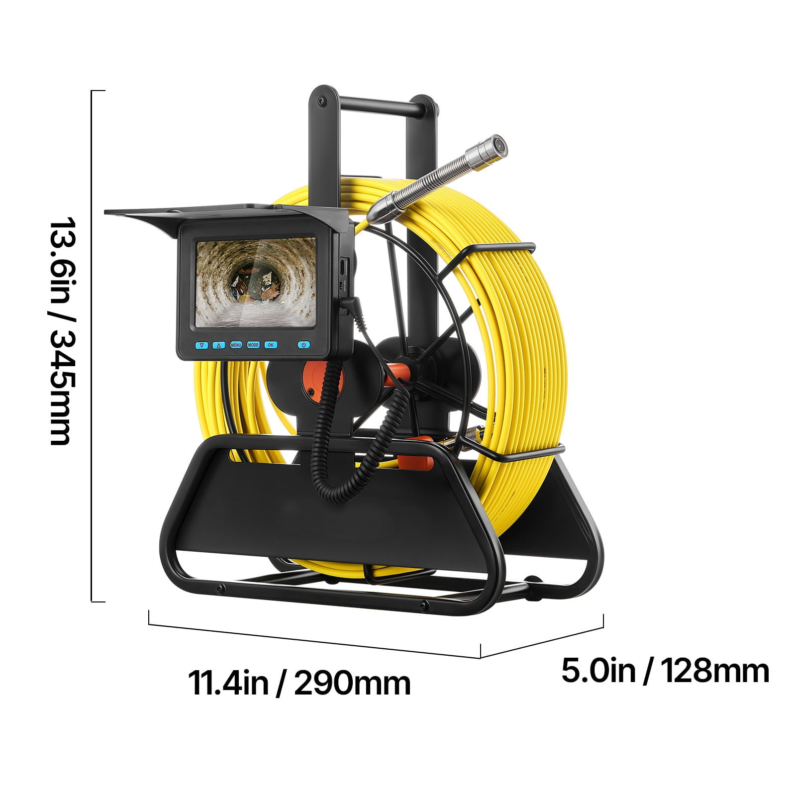 KFFKFF Sewer Inspection Camera, 98 ft/30m, 4.3" Display Drain Camera, IP68 Waterproof Plumbing Tool with 6 Adjustable LEDs, 4500mAh Battery & 16GB Storage for Pipe and Duct Inspections