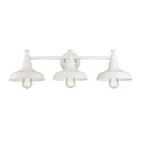 Design House 579656 Kimball Industrial Farmhouse 3-Light Indoor Bathroom Vanity Light with Metal Shades for Over the Mirror, Antique White