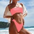 thumbnail image 2 of Afdoent Women's Bikini Sets Women Two Piece Solid Color Swimwear High Waisted Split Swimsuit Bikini Beachwear Padded Swimwear Trendy Beach Swimwear, 2 of 6