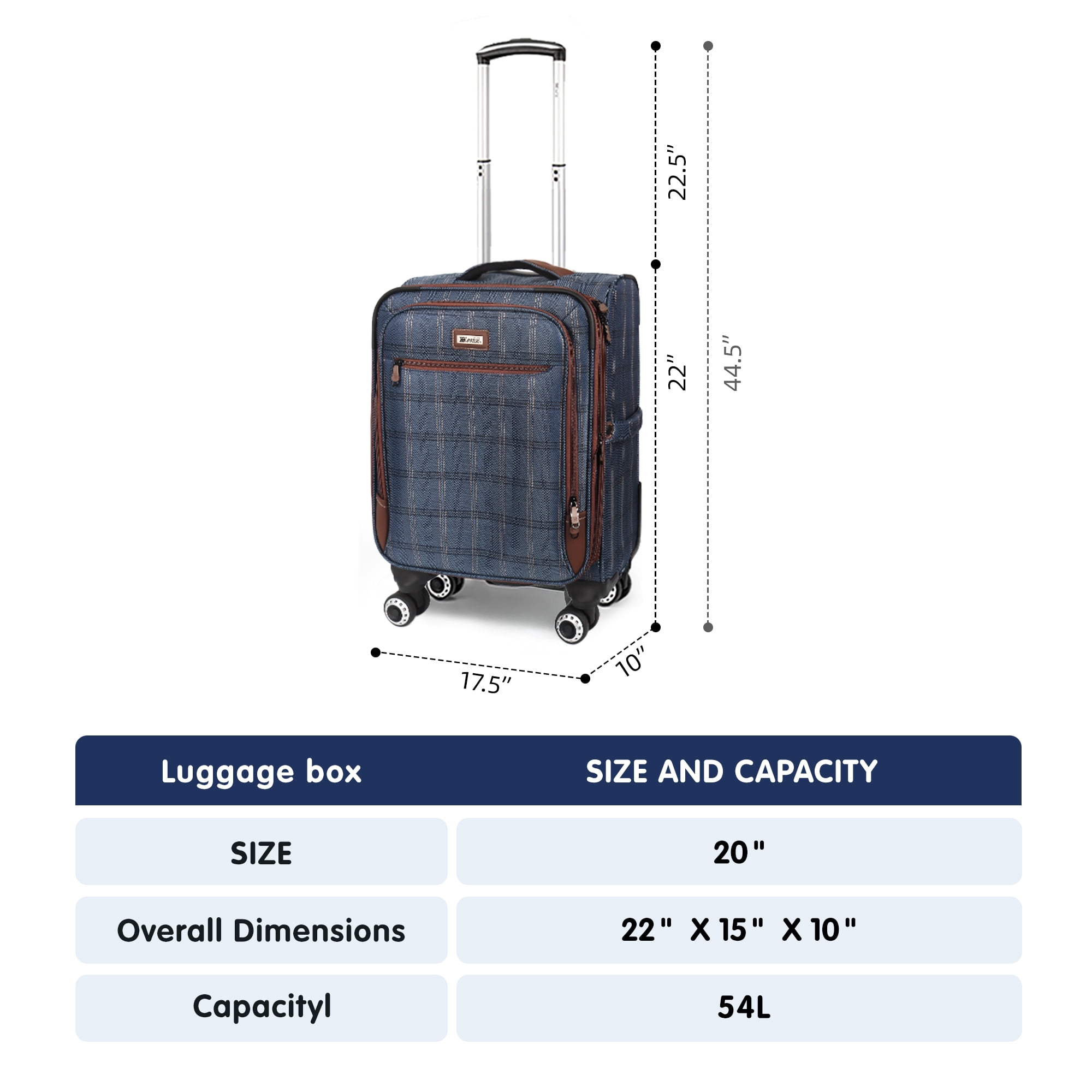 20" Softside Carry On Luggage Airline Approved Lightweight Expandable Soft Shell Suitcase with Spinner Wheels, XJ2511#2