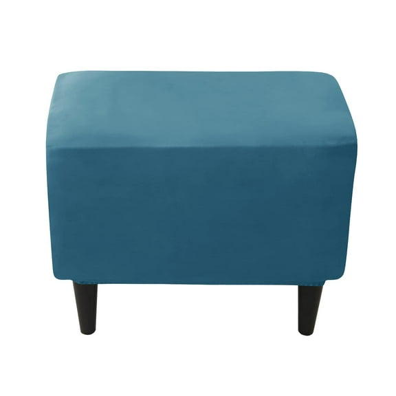 Stretch Ottoman Cover Velvet, Footstool Protector Covers Rectangle Ottoman Slipcovers 1 Piece Storage Ottoman Slipcover Small for Dogs Cats -Orange-1 Piece