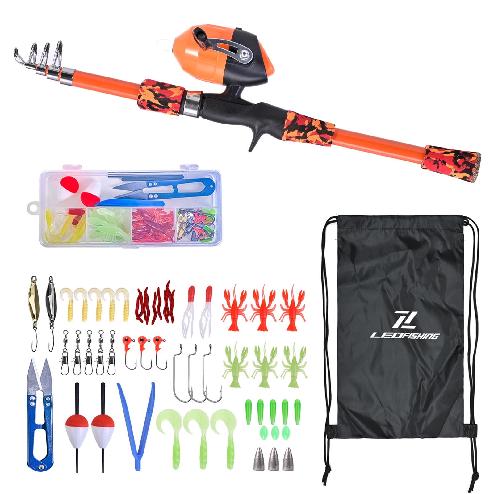 LEO FISHING FISHING Kids Fishing Pole, Telescopic Fishing Rod and Reel Full Kits, Youth Fishing Pole Fishing Gear for Kid