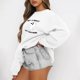 thumbnail image 4 of Gibobby Sudadera oversize mujer Sudaderas de Halloween para mujer camisetas de otoño y día festivo con cuello redondo(Blanco,M), 4 of 4