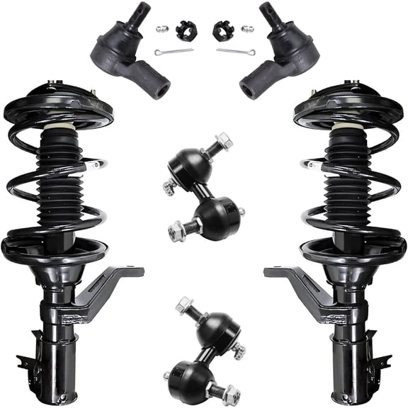 Detroit Axle - Front Struts & Coil Spring Assembly   Sway Bar Links   Outer Tie Rods Replacement for 2002 2003 2004 Acura RSX - 6pc Set