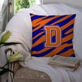 thumbnail image 3 of Letter D Initial Tiger Stripe - Blue Orange Fabric Decorative Pillow, 3 of 4
