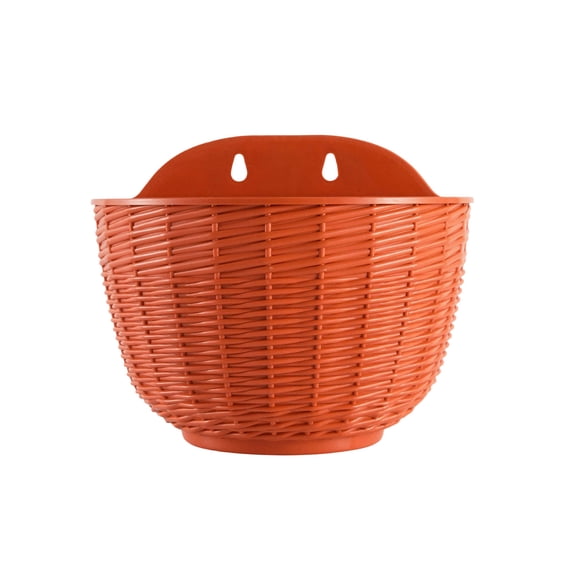 Rattan-Textured Semi-Circular Wall-Mounted Plastic Flower Pot,Home Decor er for Indoor s