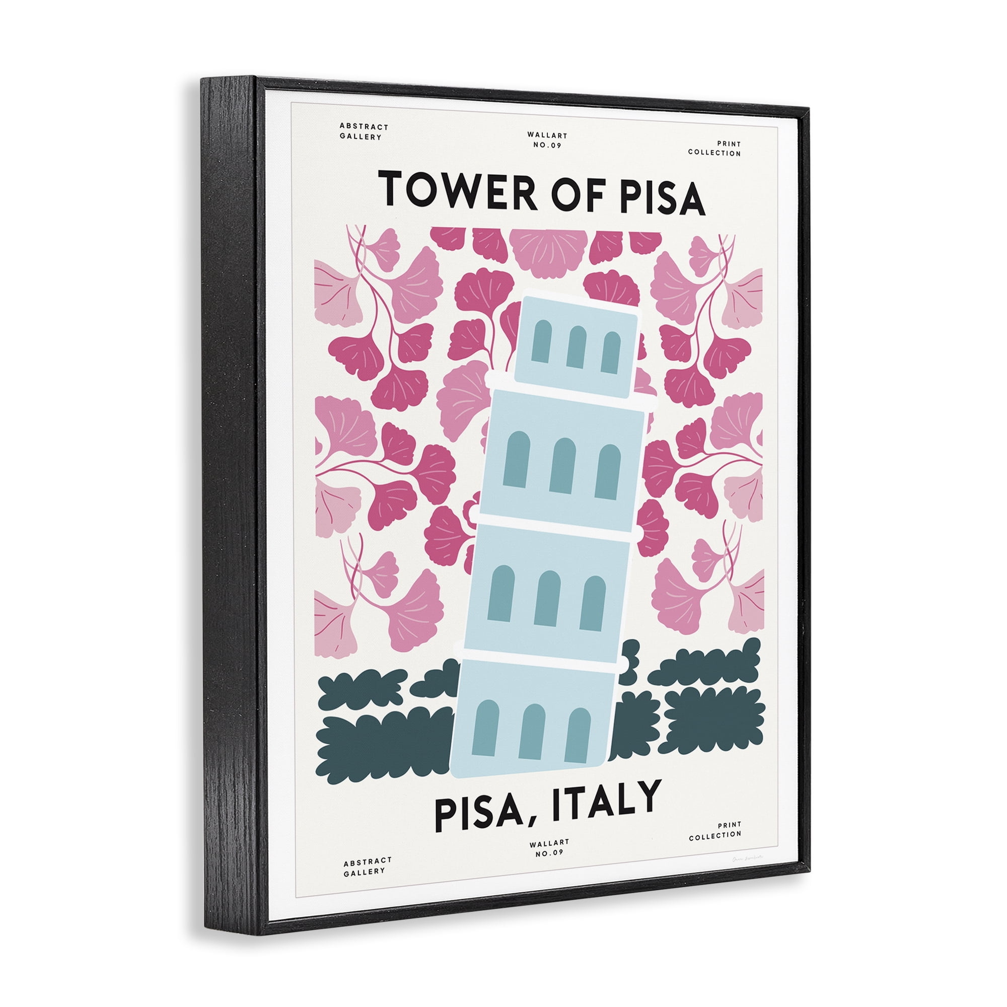 Stupell Industries Pastel Groovy Tower of Pisa Black Framed Giclee Art, design by Omar Escalante