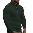 thumbnail image 1 of Blusa y camisa de manga larga con cuello alto para hombre, color liso, con cremallera, cuello alto, cubrecabezas, tejido elástico, estilo suéter, poliéster., 1 of 5