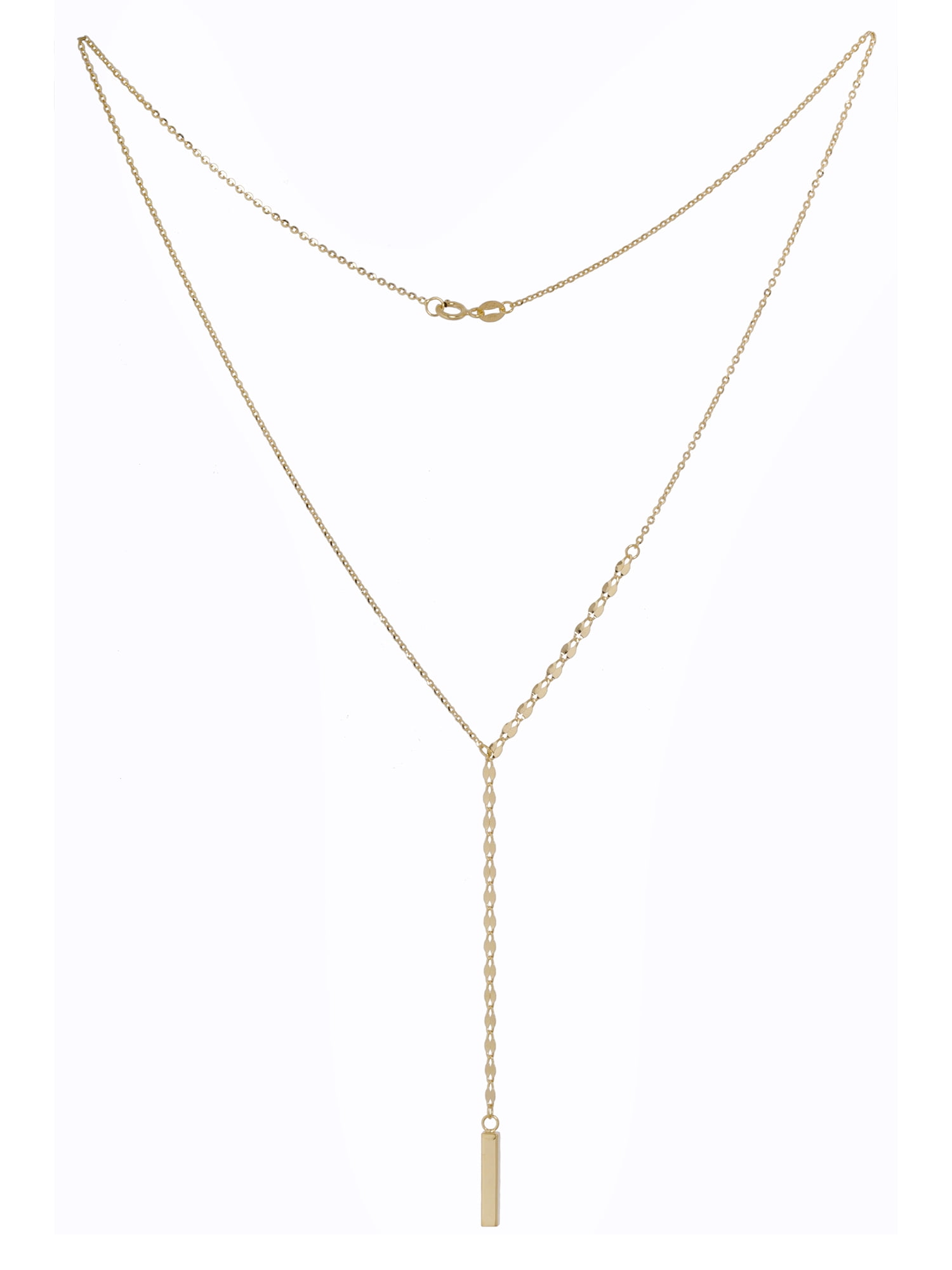 10k Yellow Gold Vertical Bar Mirror Chain Necklace, 18