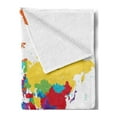 thumbnail image 2 of World Map Soft Flannel Fleece Throw Blanket, Colorful Detailed Continents Design Countries and Oceans Cartoon Illustration, Cozy Plush for Indoor and Outdoor Use, 50" x 60", Multicolor, by Ambesonne, 2 of 5