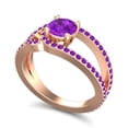 thumbnail image 2 of 2.50 Carat Shiny Round Cut Amethyst Gemstone Bridal Ring for Ladies 18K Rose Gold Size 4.5 by Diamond-Capitals, 2 of 8