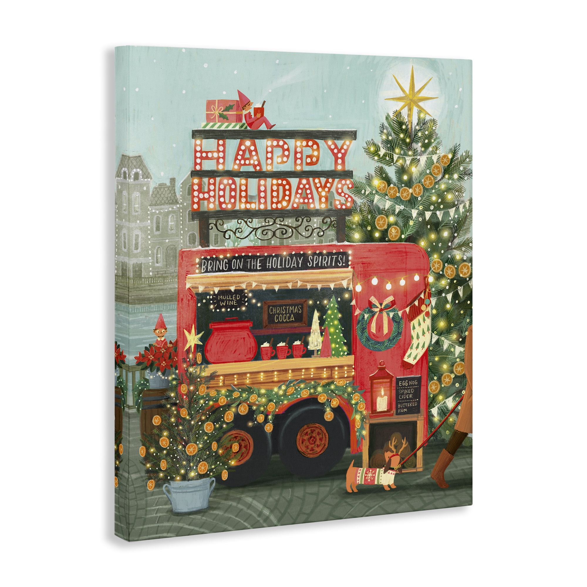 Stupell Industries Christmas Beverage Truck Holiday Painting Gallery Wrapped Canvas Art Prints Wall Art, 16 x 20