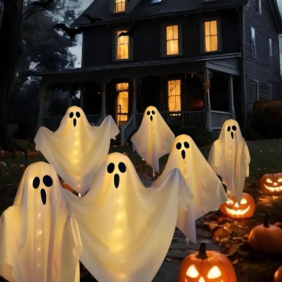 Decoraciones de Halloween Albelt Ghost Solar, paquete de 6 unidades, para exteriores