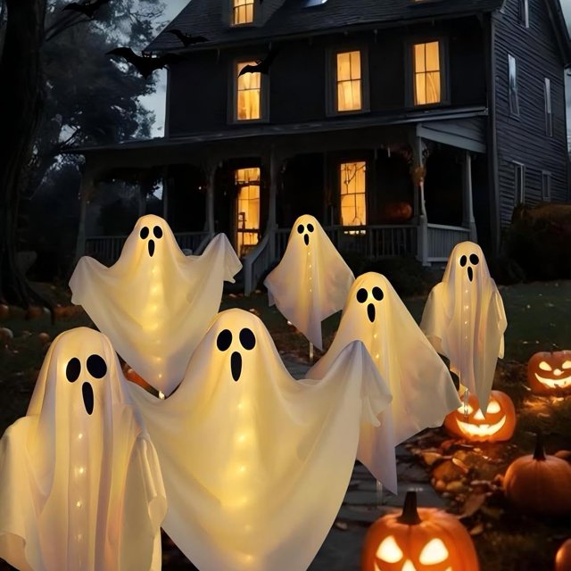 Decoraciones de Halloween Albelt Ghost Solar, paquete de 6 unidades, para exteriores