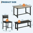 thumbnail image 2 of 4 Piece Dining Table Set with Bench and Chairs, Space Saving Rectangular Kitchen Table with Upholstered Seats, Metal MDF for Apartment Dining Room, Black/Grey/White/Retro, 2 of 8