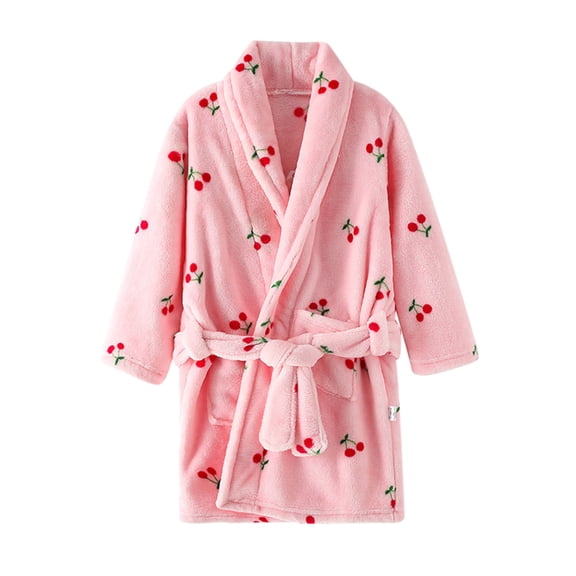YDOJG Toddler Boys Girls Pajamas Kids Baby Print Bathrobes Hooded Warm Flannel Night Robe Sleepwear Cute Warm Pajamas Robe For 2-3 Years