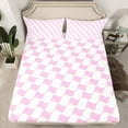 thumbnail image 2 of Castle Fairy Boys Girls Geometric Plaid Stripes 4 Pieces Queen Sheet Sets,Pink White Ultra Soft Flat Sheet,Vintage Aesthetic Queen Fitted Sheet,Super Cozy Room Decor, 2 of 7
