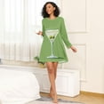 thumbnail image 4 of FORMRS Womens Long Sleeve Nightgowns Crew Neck Sleep Shirt Soft Pajamas Sizes S-3XL, Green Martini Glass, 4 of 8