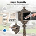 thumbnail image 3 of Retro Cast Aluminum Mailbox Security Postal Letter Box with Baffle Door-Bronze, 3 of 5
