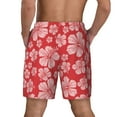 thumbnail image 4 of Gaeub Red Hibiscus Flower Mens Swim Trunks Stretch Beach Shorts Quick Dry for Men Swim Shorts Swimwear with Pockets- 3X-Large, 4 of 9