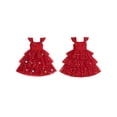 thumbnail image 2 of RUINIXCW Toddler Baby Girl Christmas Tank Dress Outfit Kids Christmas Tree Costume Star Print Fly Sleeve Holiday Party Tulle Tutu Dress with Pom-pom, 2 of 10