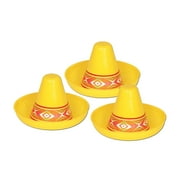 Miniature Yellow Plastic Sombrero 4 1 By 2" X 3 1 By 4" - 48 Pack