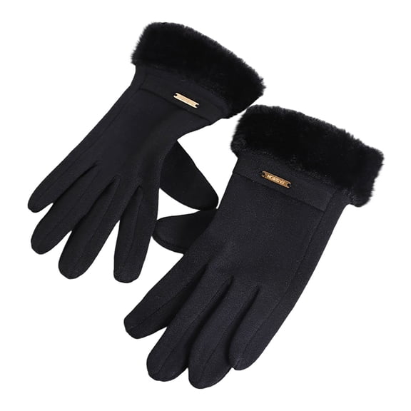 IDALL Winter Warm Touchscreen Gloves Women's Fleece Lining Texting Gloves Fuzzy Soft Winter Gloves for Skiing Black One Size