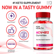 New Health Keto ACV Gummies Advanced Apple Cider Vinegar Supplement 1000MG 180 Gummies