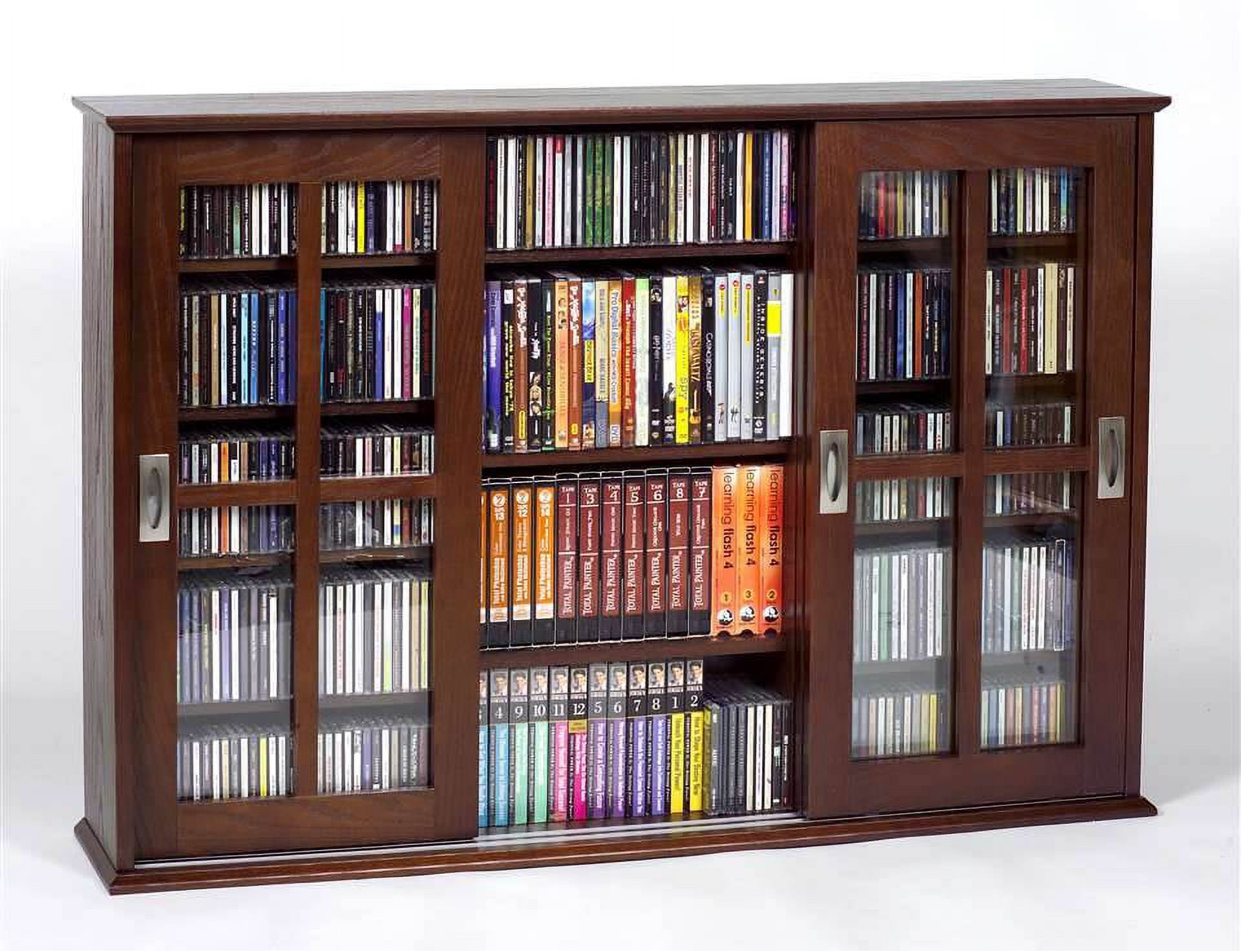 Leslie Dame Wall Hanging Sliding Door Multimedia Cabinet in Walnut