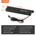 thumbnail image 4 of VEVOR 8 Outlet Horizontal 1U Rack Mount PDU Power Strip for Network Server Racks, Surge Protection & Overload Protection, 110-125V/15A, with 6ft 14AW, 4 of 9