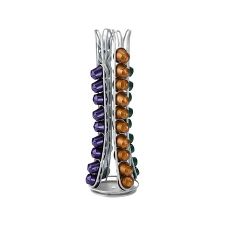 - Mind Reader Coffee Pod Storage for Nespresso Capsules, Carousel Holds 44 Capsules, Silver