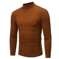 thumbnail image 3 of Men‘s Autumn Winter Pure Color Turtleneck Long Sleeve T-shirt Top Blouse, 3 of 3