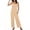 #296-Khaki, variant on Women's Sleeveless Jumpsuit with Round Neck Tie-Waist Pocket and Pleated Detail Casual Chic