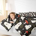 thumbnail image 3 of Homewish Cartoon Ghost Red Mushroom Full Size Bedding Sets for Kids, Black Cottage Halloween Full Size Bed in a Bag, Black Reversible, 7pcs, 3 of 7