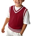 thumbnail image 5 of Tdoqot Gilrs Sweaters Vest- V-Neck Soft Warm Sleeveless Casual Kids Knit Tnak Tops Red Size 1 T, 5 of 7