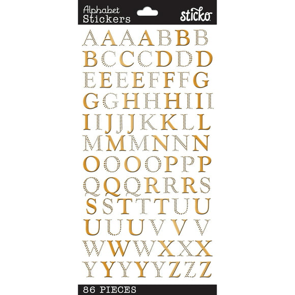 Wilton Small Goudy Gold Foil Alphabet Stickers, 86 Pieces