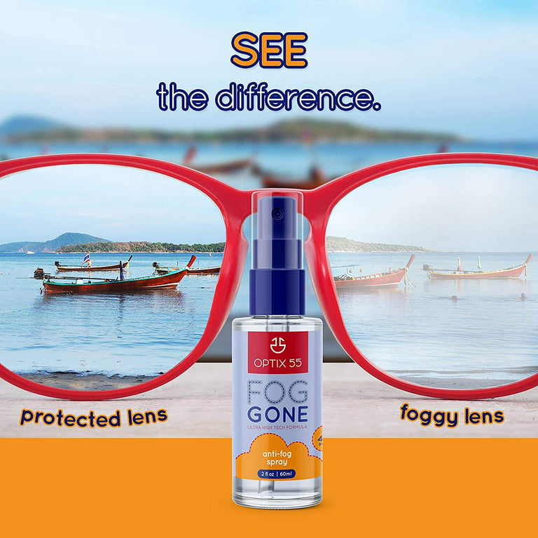 Optix 55 Anti-Fog Spray for Non - Anti Reflective Lenses, Great on  Mirrors, Eyewear Lenses, Glasses, Swim Goggles, Ski Masks, Binoculars &  Scopes, Streak Free, Long Lasting Solution