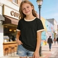 thumbnail image 2 of KPOPLK Toddler T Shirt for Girls Crewneck Top Short Sleeve Summer Shirt with Solid Basic Soft Tee 2T 3T 4T 5T 6T 7T 8T 9T Size 4-5 Years,Black, 2 of 5