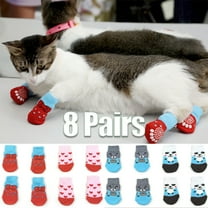 Visland 16PCS Pet Socks, Christmas Cute Paw Pattern Warm Anti-Slip Dogs Cats Knit Socks for Puppy Kitten