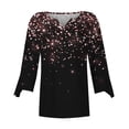 thumbnail image 4 of IROINNID Reduced Polyester Long Sleeve T Shirt for Women Daily Summer Slot Neck Print T-shirt Blouse,Black, 4 of 5