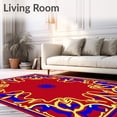 thumbnail image 2 of ODIKA 8'x10' Machine Washable Non-Slip Area Rug, Mythic Repeat with Flourishes High Traffic Rug, Red, 669277, 2 of 7