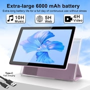 2 In 1 Android table 10 Inch With TabletS protective Case and Stylus Pen android 15 Tablet 5G WiFi-6 1280*800 full HD IPS display 6000mah 64GB ROM+12GB RAM (4+8 Virtual), 1024GB Expansion (Pink)