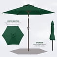 thumbnail image 5 of 7.5FT Outdoor Patio Umbrella, Patio Umbrella, Market Umbrella, Metal Pole Umbrella with Push Button Tilt and Crank, 11 Ribs, Polyester Canopy, 5 of 9