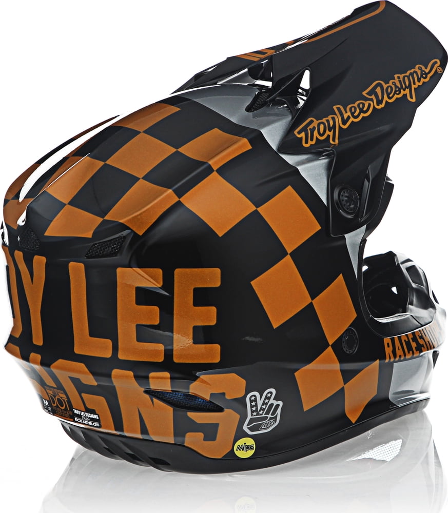 Troy Lee Designs CHECKER SE4 MIPS POLY Motocross MX Race Helmet Black Gold Adult 
