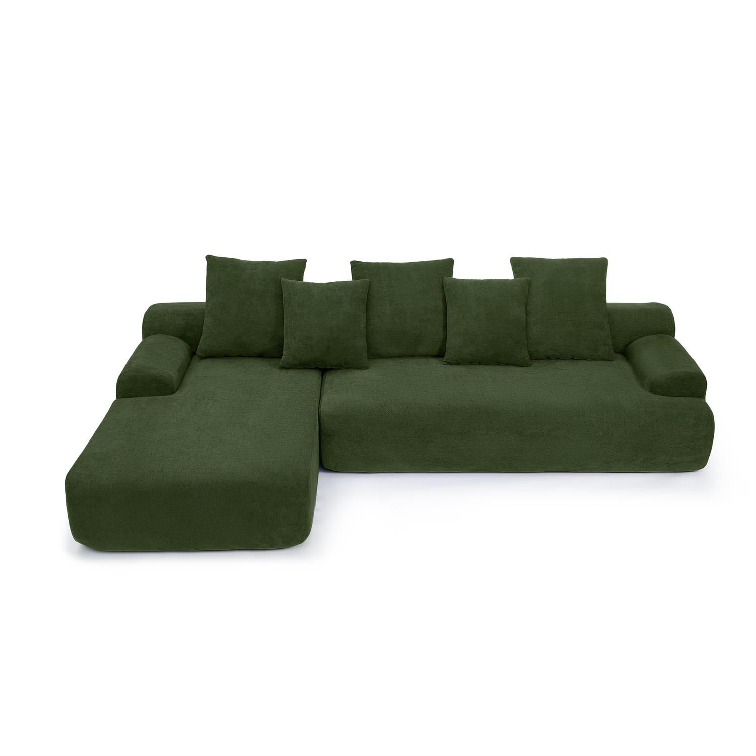 Demi Bonn 110"x67" Velvet L-Shape Sectional Sofa, Modern Upholstered Modular Couch for Living Room/Bedroom Furniture, Green