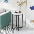 thumbnail image 6 of AWQM Round Side Table, 2-Piece Faux Marble End Table with Metal Frame,Small Coffee Table,Modern Accent Table Nightstand Home Decor for Living Room Bedroom Office,Black+White, 6 of 6